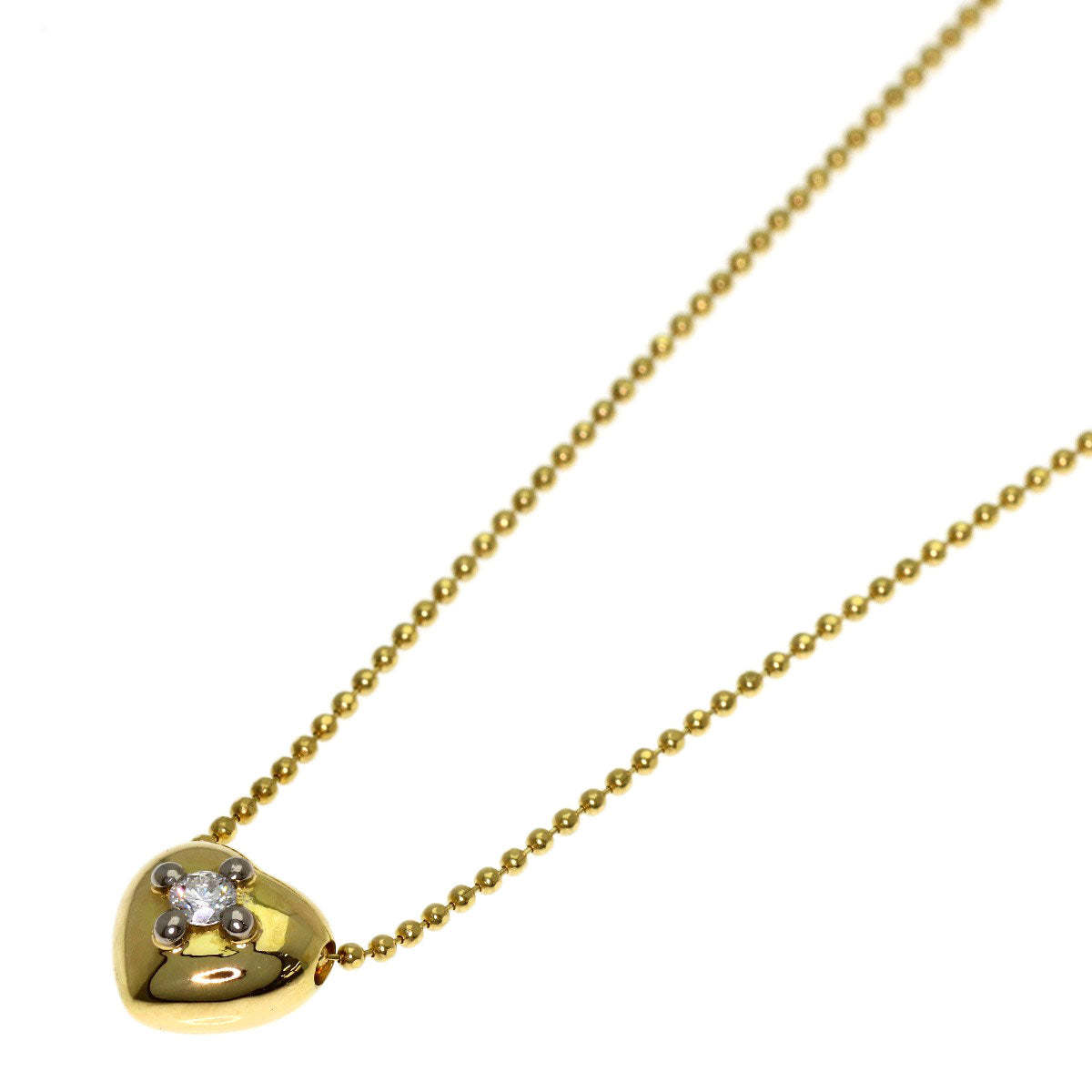 AHKAH Heart Diamond Necklace K18 Yellow Gold Ladies [Used]