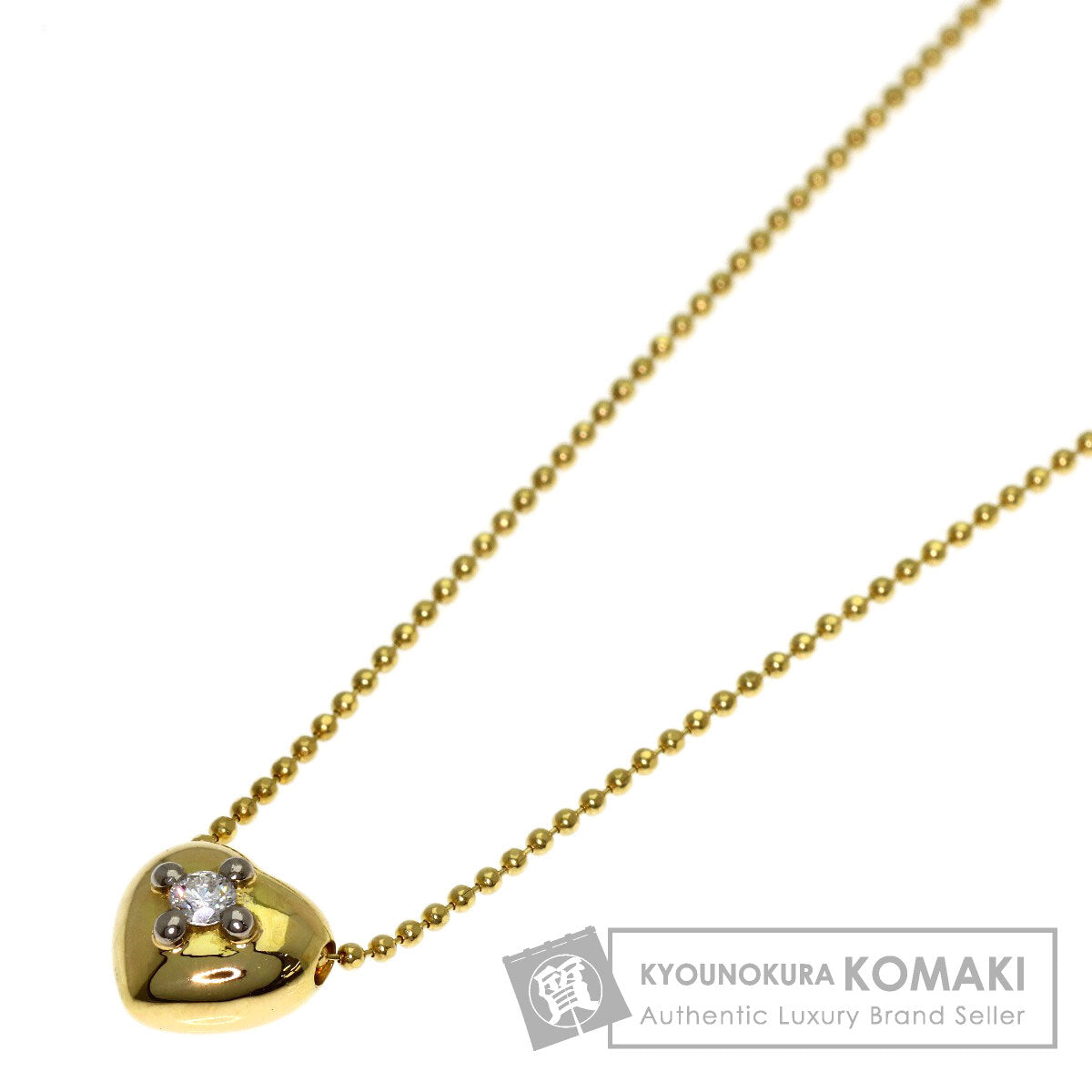 AHKAH Heart Diamond Necklace K18 Yellow Gold Ladies [Used]