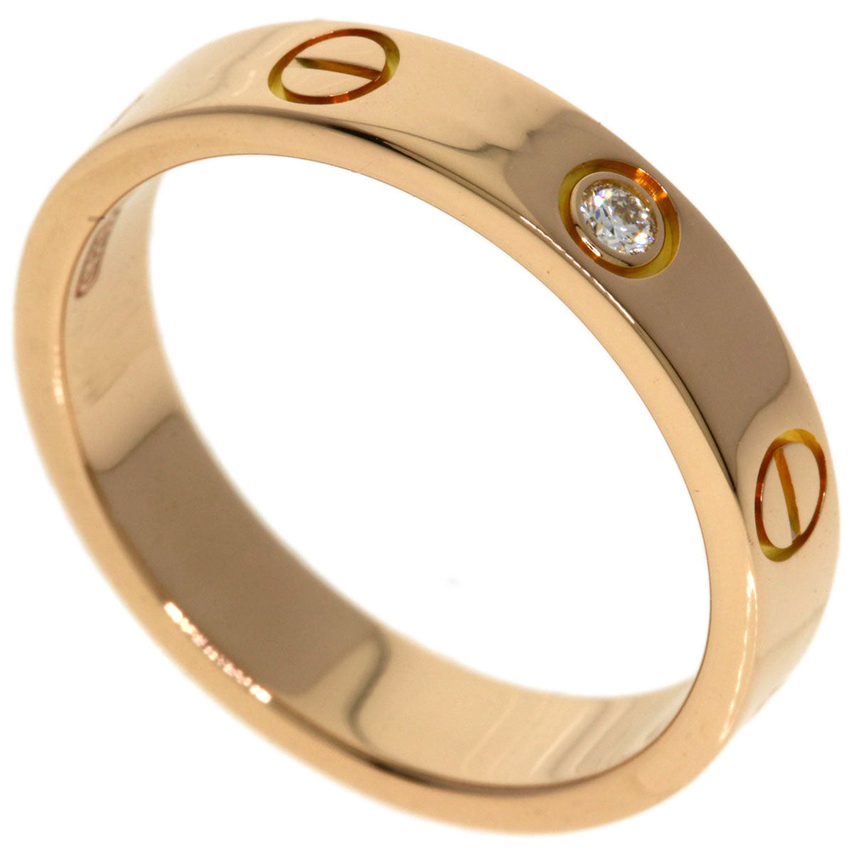 CARTIER Mini Love Ring with 1 Diamond #51 Ring K18 Pink Gold Ladies [Used]