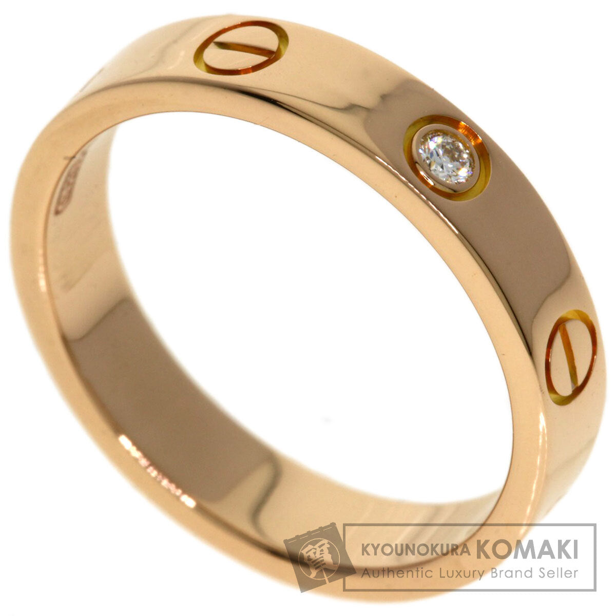 CARTIER Mini Love Ring with 1 Diamond #51 Ring K18 Pink Gold Ladies [Used]