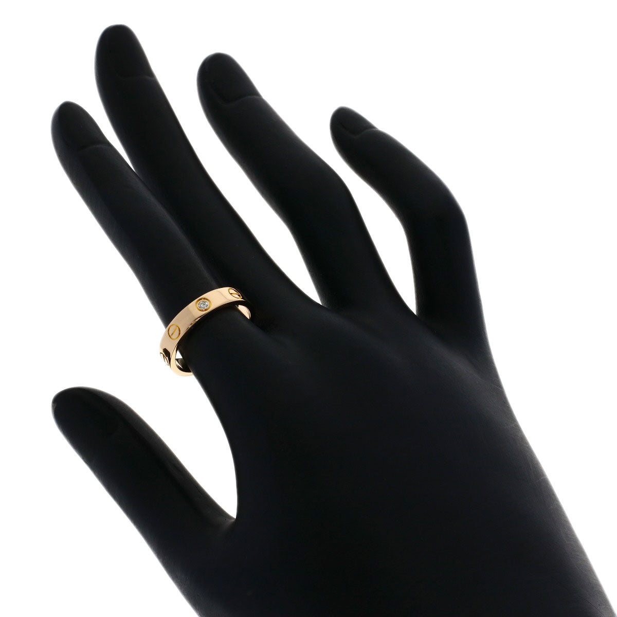 CARTIER Mini Love Ring with 1 Diamond #51 Ring K18 Pink Gold Ladies [Used]