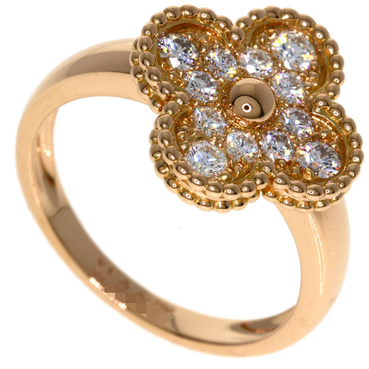 Van Cleef & Arpels Vintage Alhambra Diamond #55 Ring K18 Pink Gold Ladies [Used]