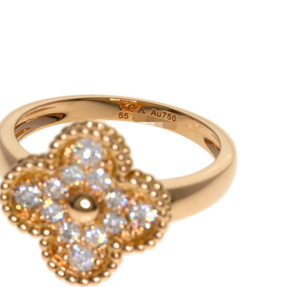 Van Cleef & Arpels Vintage Alhambra Diamond #55 Ring K18 Pink Gold Ladies [Used]