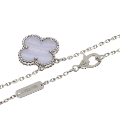 Van Cleef & Arpels Vintage Alhambra Chalcedony Necklace K18 White Gold Ladies [Used]