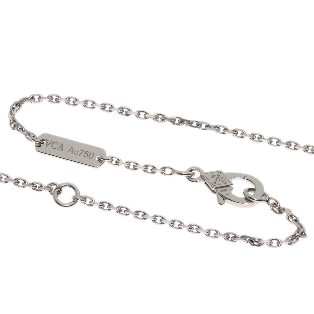 Van Cleef & Arpels Vintage Alhambra Chalcedony Necklace K18 White Gold Ladies [Used]