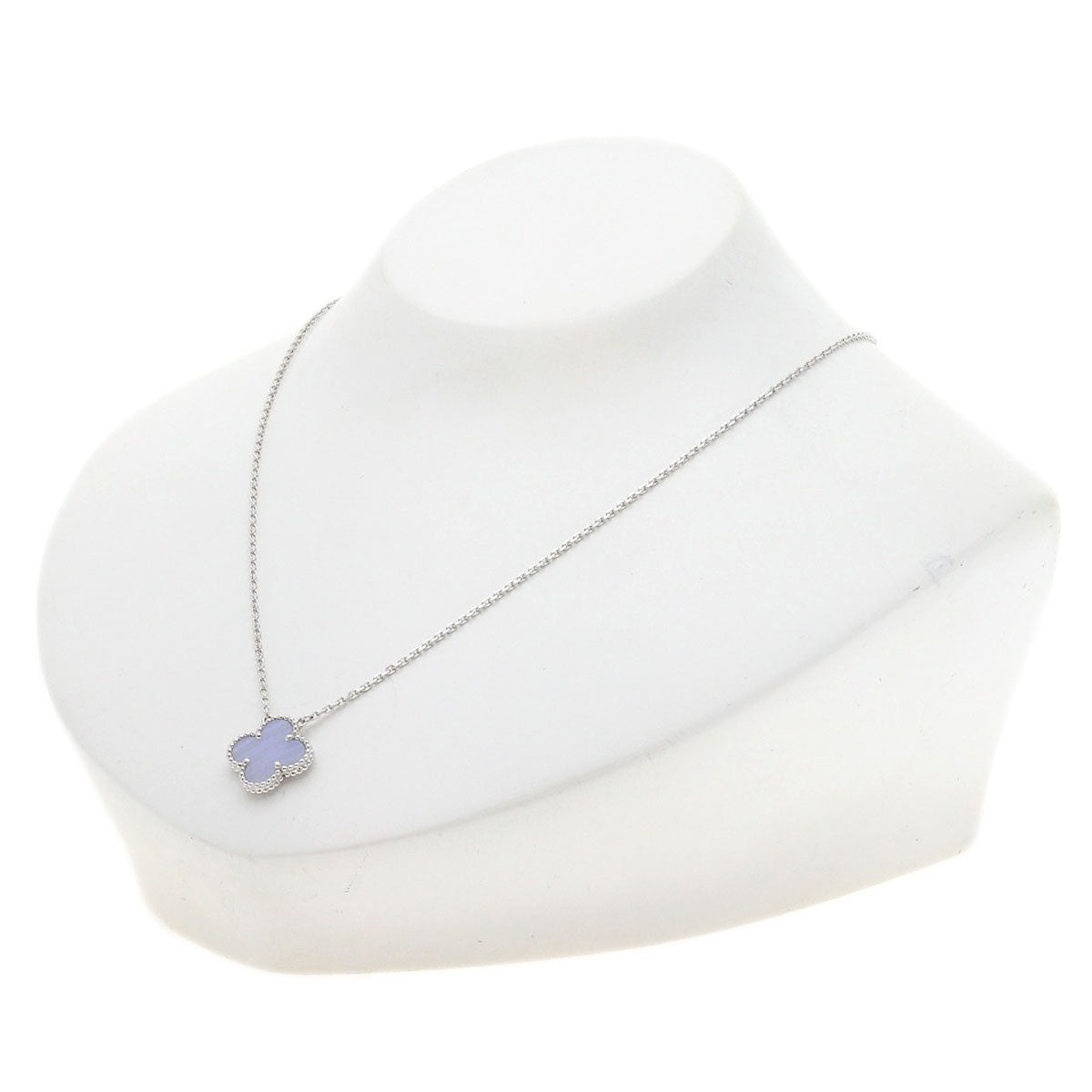 Van Cleef & Arpels Vintage Alhambra Chalcedony Necklace K18 White Gold Ladies [Used]