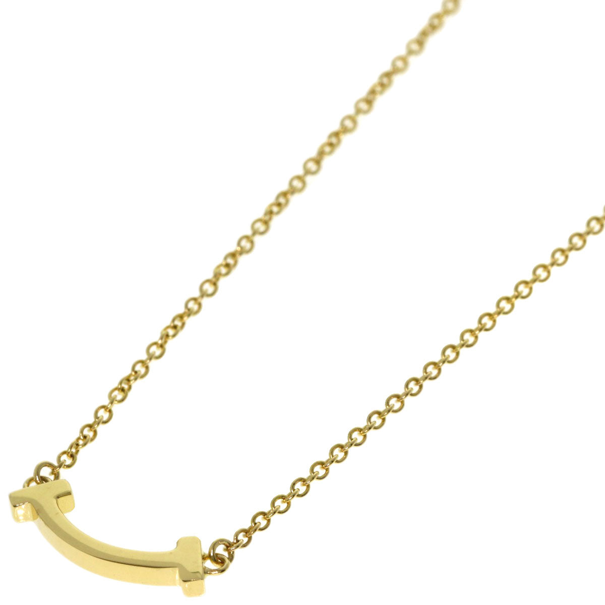 TIFFANY&Co. T Smile Mini Necklace K18 Yellow Gold Ladies [Used]