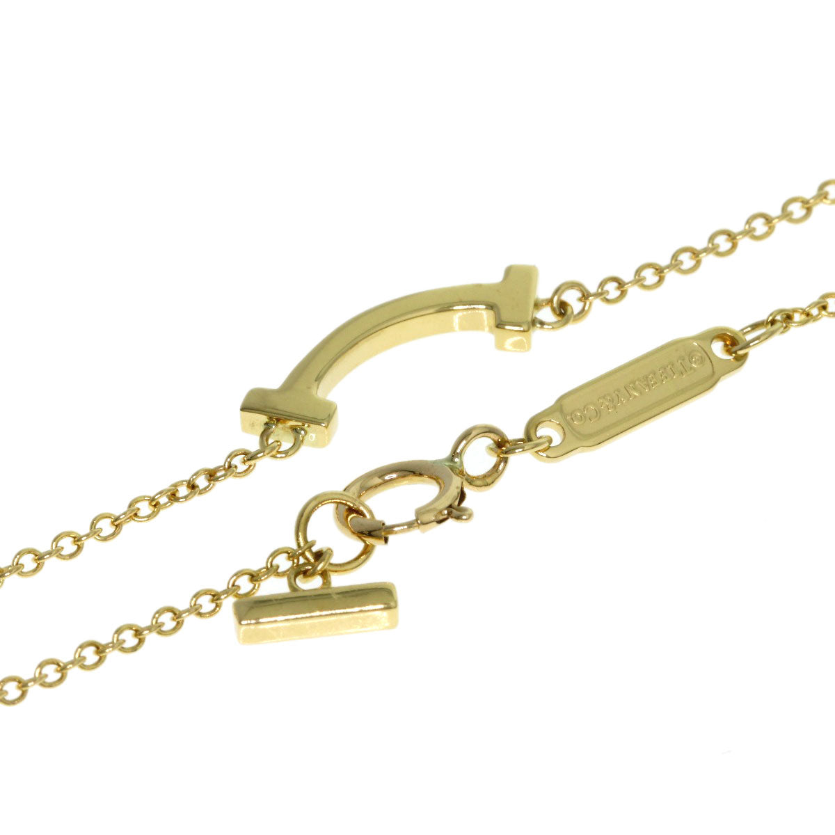 TIFFANY&Co. T Smile Mini Necklace K18 Yellow Gold Ladies [Used]