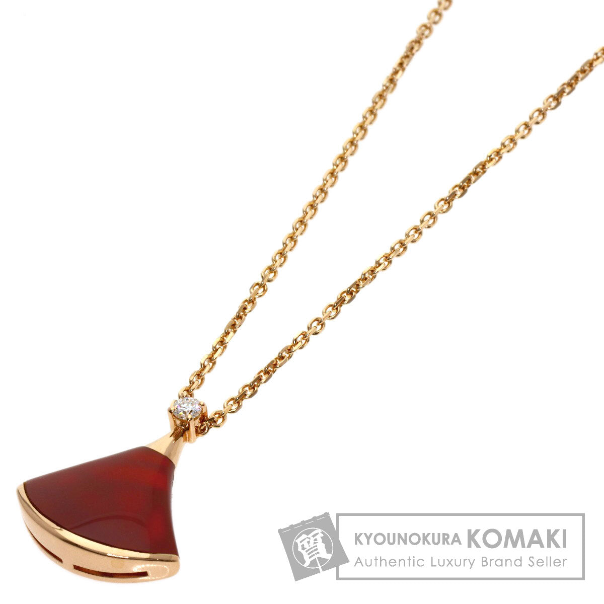 BVLGARI Diva Dream Diamond Carnelian Necklace K18 Pink Gold Ladies [Used]