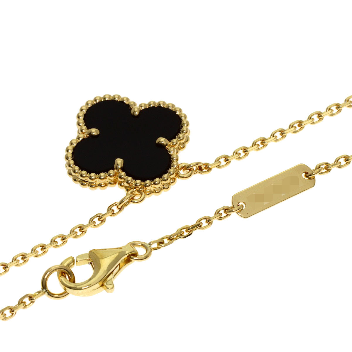 Van Cleef & Arpels Vintage Alhambra Onyx Necklace K18 Yellow Gold Ladies [Used]