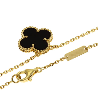 Van Cleef & Arpels Vintage Alhambra Onyx Necklace K18 Yellow Gold Ladies [Used]