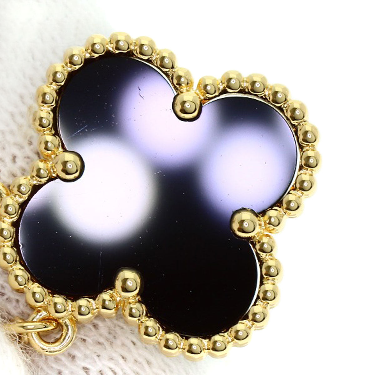Van Cleef & Arpels Vintage Alhambra Onyx Necklace K18 Yellow Gold Ladies [Used]