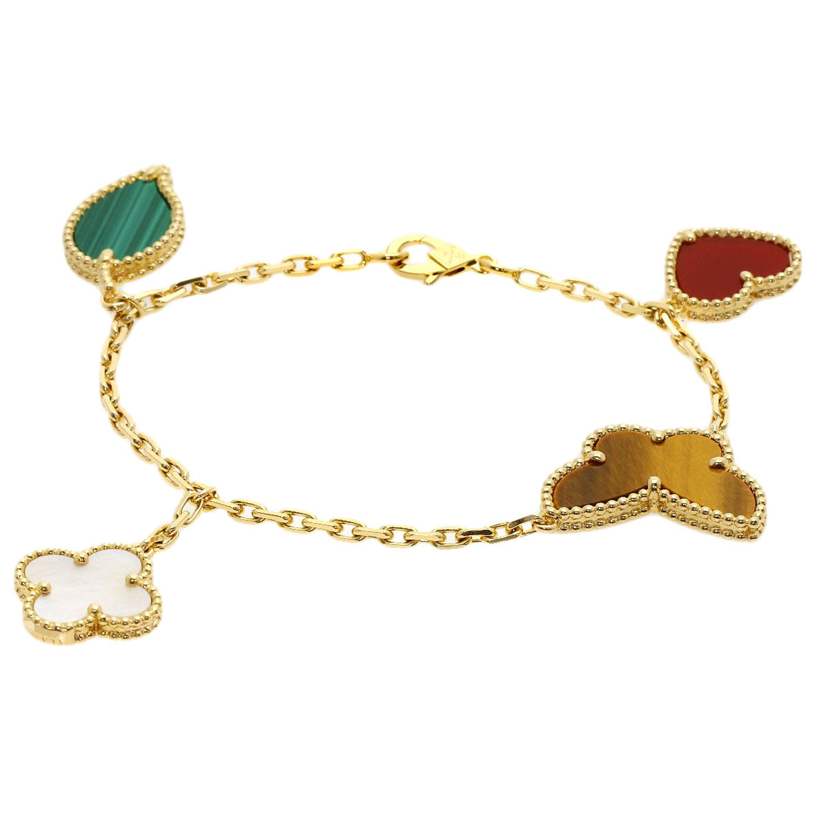 Van Cleef & Arpels Lucky Alhambra 4 Motif Shell Bracelet K18 Yellow Gold Ladies [Used]
