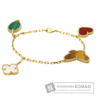 Van Cleef & Arpels Lucky Alhambra 4 Motif Shell Bracelet K18 Yellow Gold Ladies [Used]
