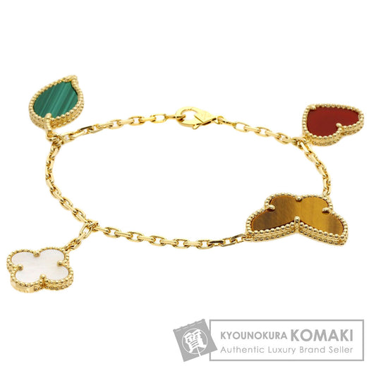 Van Cleef & Arpels Lucky Alhambra 4 Motif Shell Bracelet K18 Yellow Gold Ladies [Used]