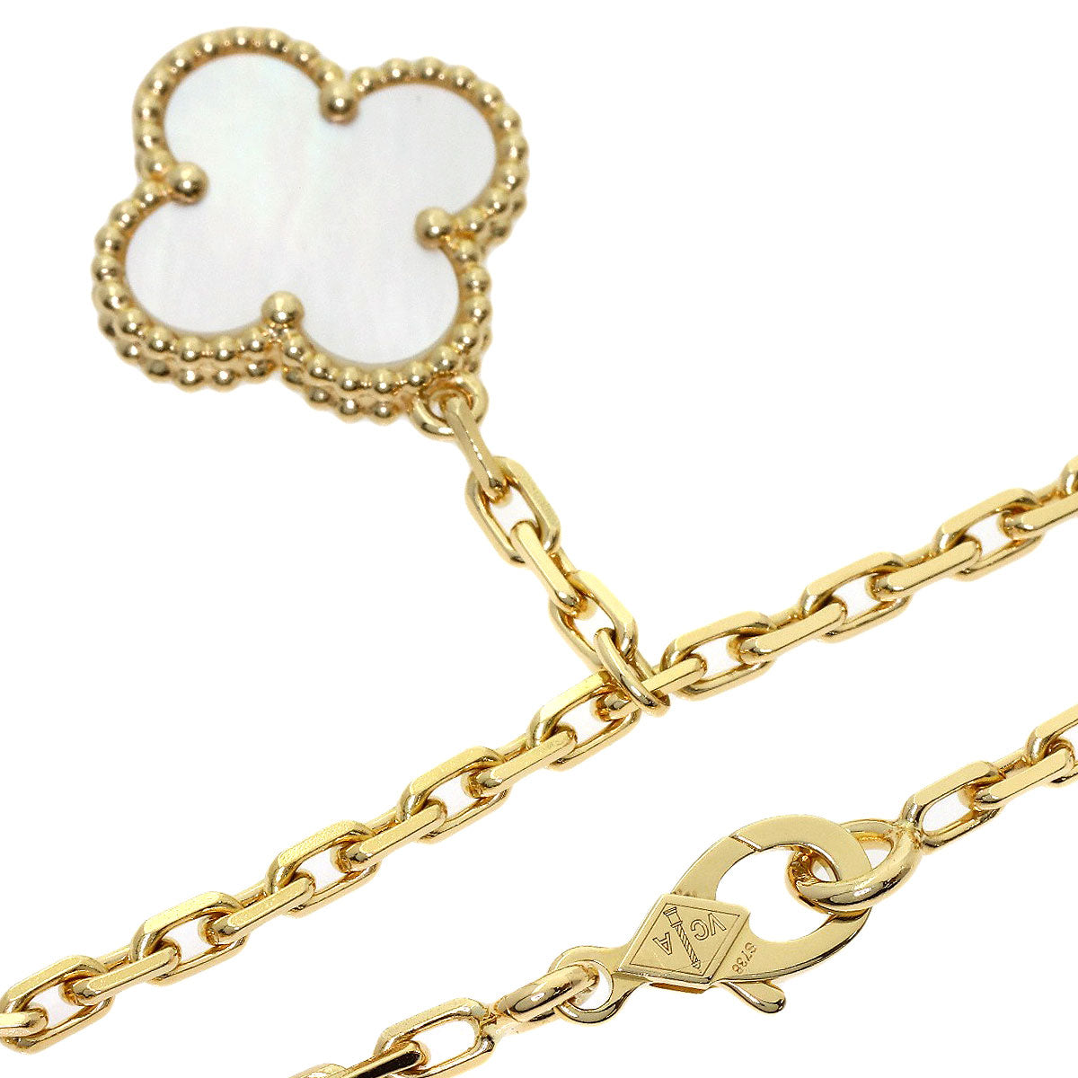 Van Cleef & Arpels Lucky Alhambra 4 Motif Shell Bracelet K18 Yellow Gold Ladies [Used]