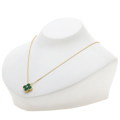 Van Cleef & Arpels Vintage Alhambra Malachite Diamond Necklace K18 Yellow Gold Ladies [Used]