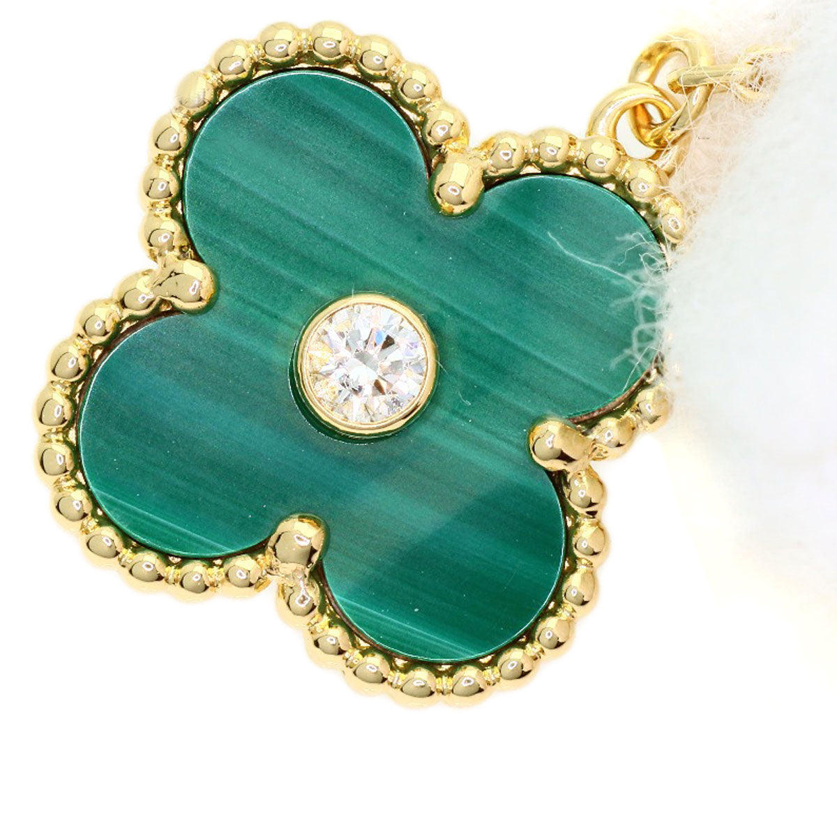 Van Cleef & Arpels Vintage Alhambra Malachite Diamond Necklace K18 Yellow Gold Ladies [Used]