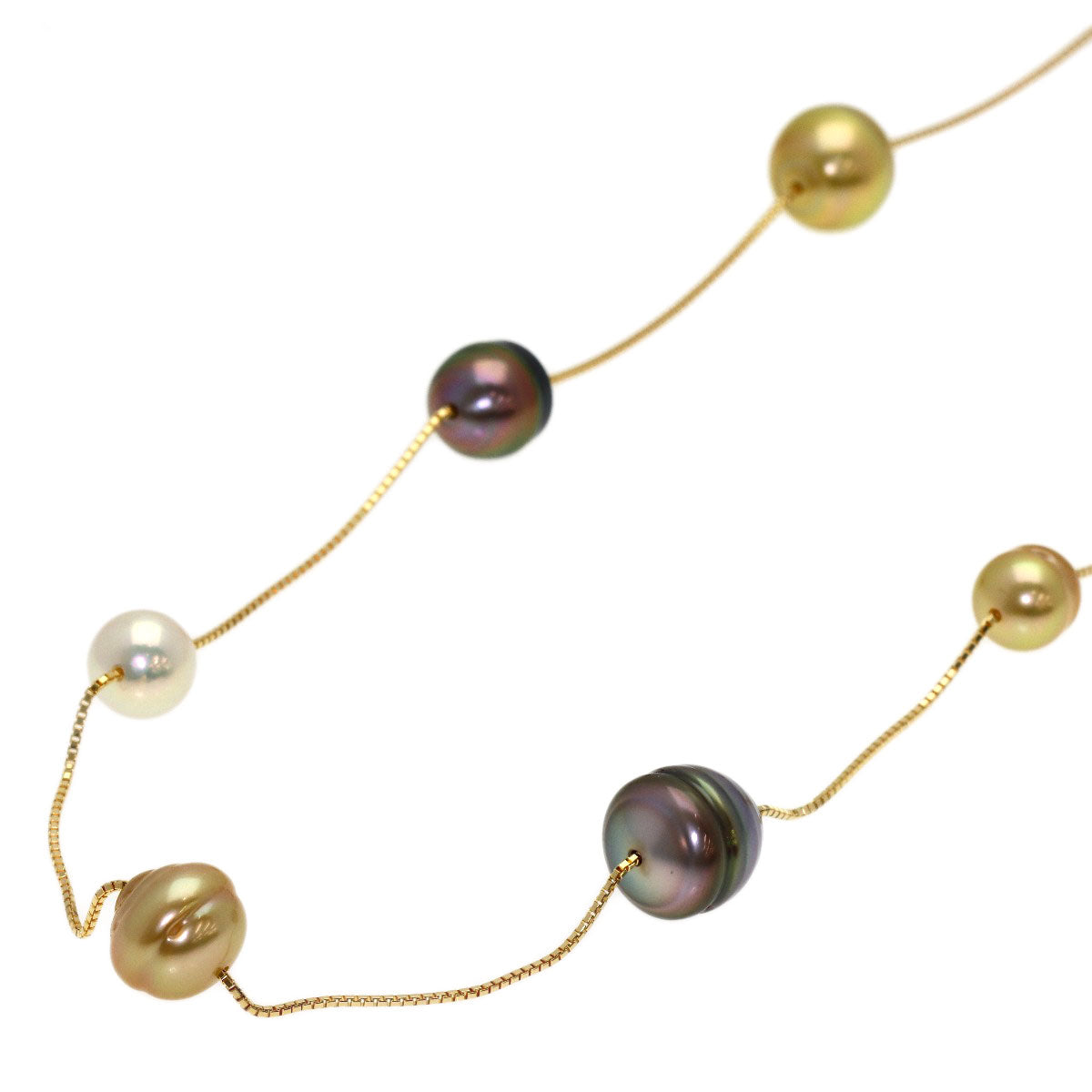 TASAKI Baroque Pearl Station Necklace K18 Yellow Gold Ladies [Used]