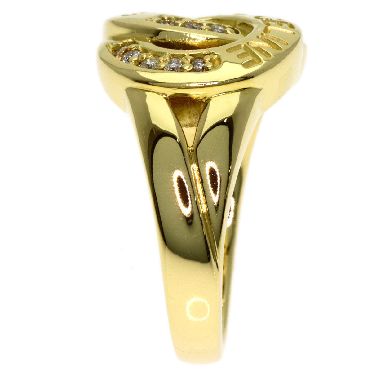 CELINE Double Circle Diamond Ring K18 Yellow Gold Ladies [Used]