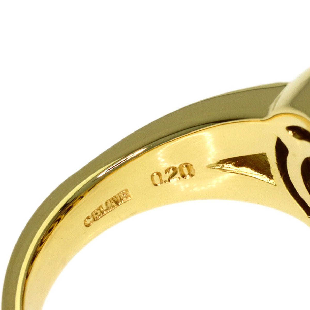 CELINE Double Circle Diamond Ring K18 Yellow Gold Ladies [Used]