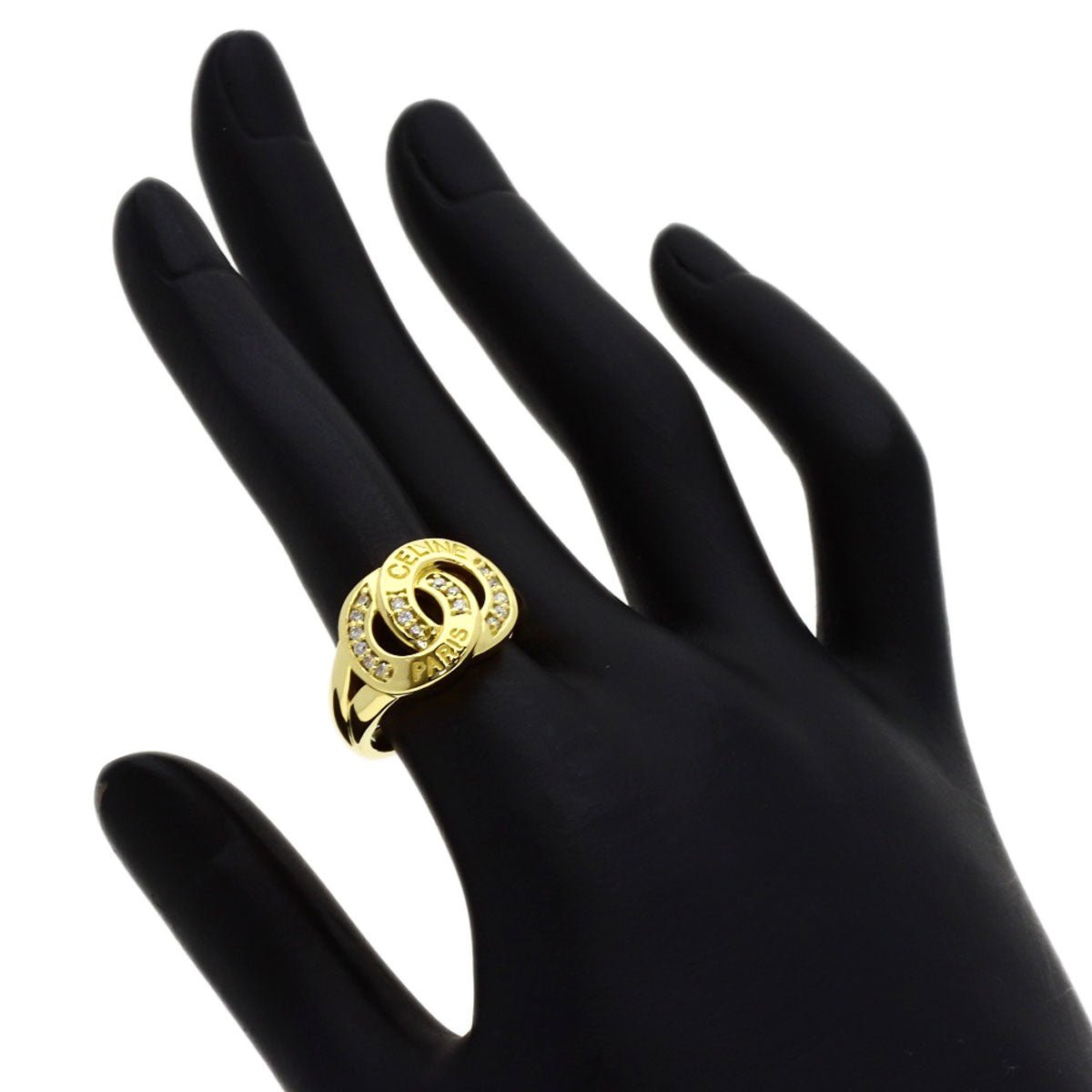 CELINE Double Circle Diamond Ring K18 Yellow Gold Ladies [Used]