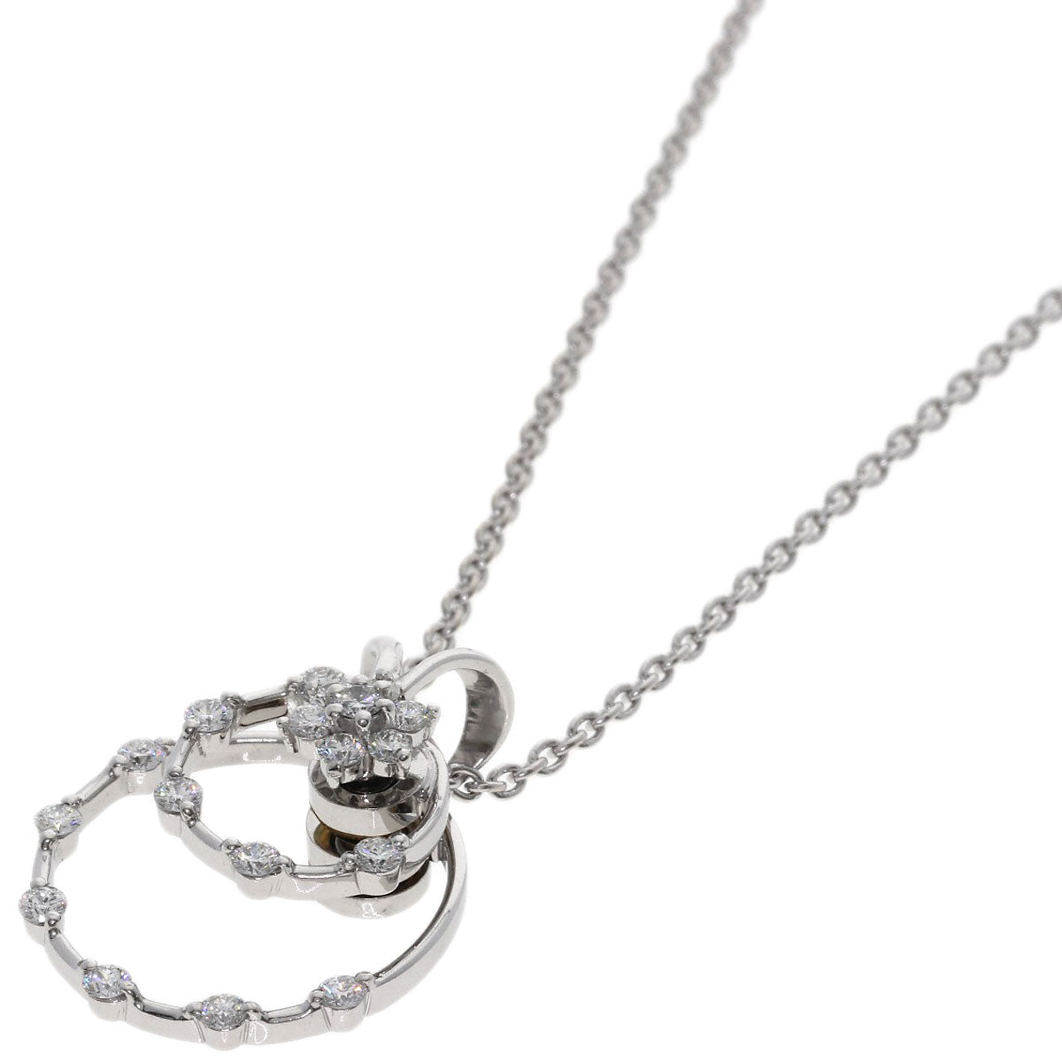 WALTHAM swing diamond Necklace K18 White Gold Ladies [Used]