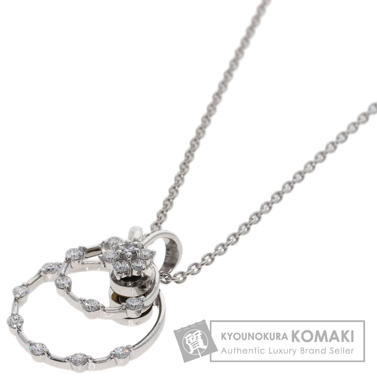 WALTHAM swing diamond Necklace K18 White Gold Ladies [Used]