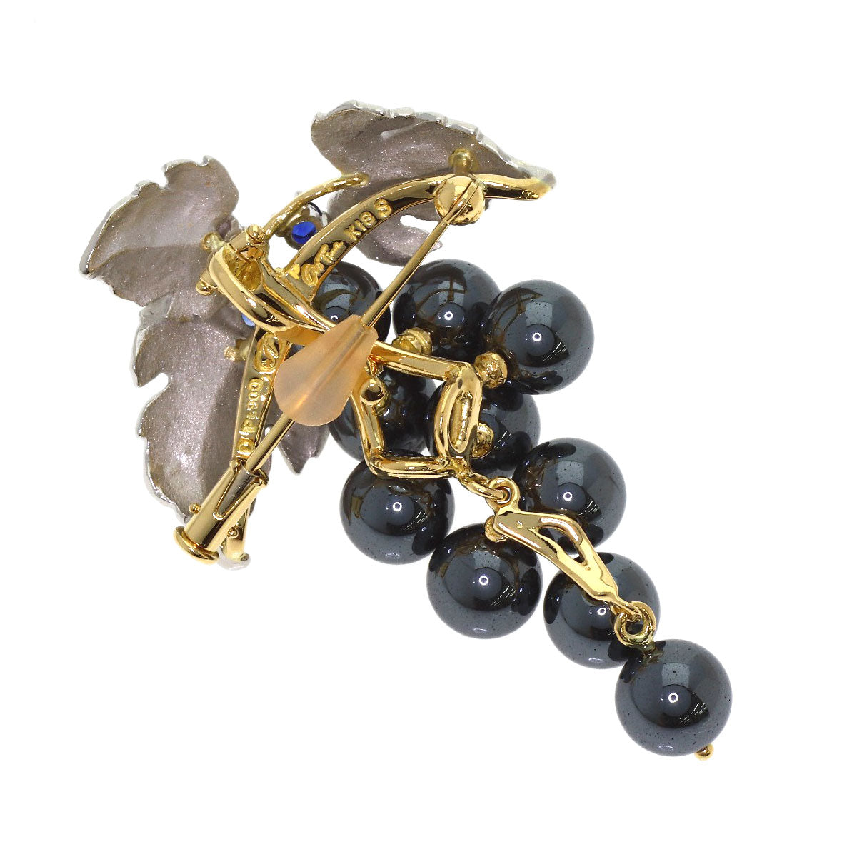 NOBUKO ISHIKAWA As Time Hematite Sapphire Diamond Brooch Platinum PT900 18K Yellow GoldLadies [Used]