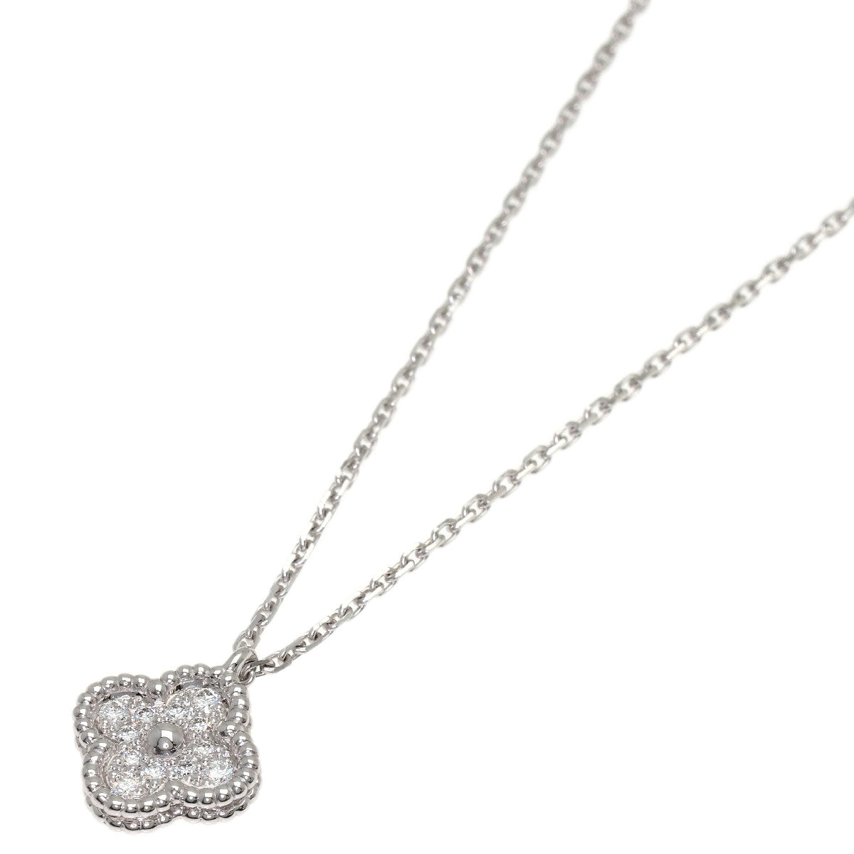 Van Cleef & Arpels Sweet Alhambra Diamond Necklace K18 White Gold Ladies [Used]