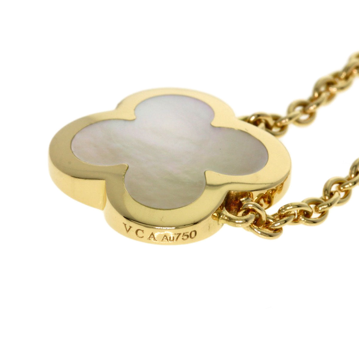 Van Cleef & Arpels Pure Alhambra Shell Necklace K18 Yellow Gold Ladies [Used]