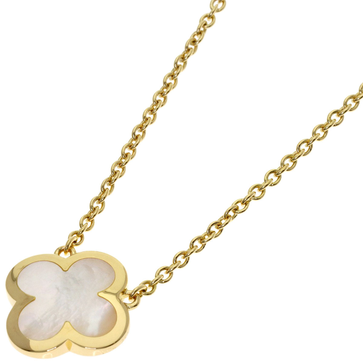 Van Cleef & Arpels Pure Alhambra White Shell Necklace K18 Yellow Gold Ladies [Used]
