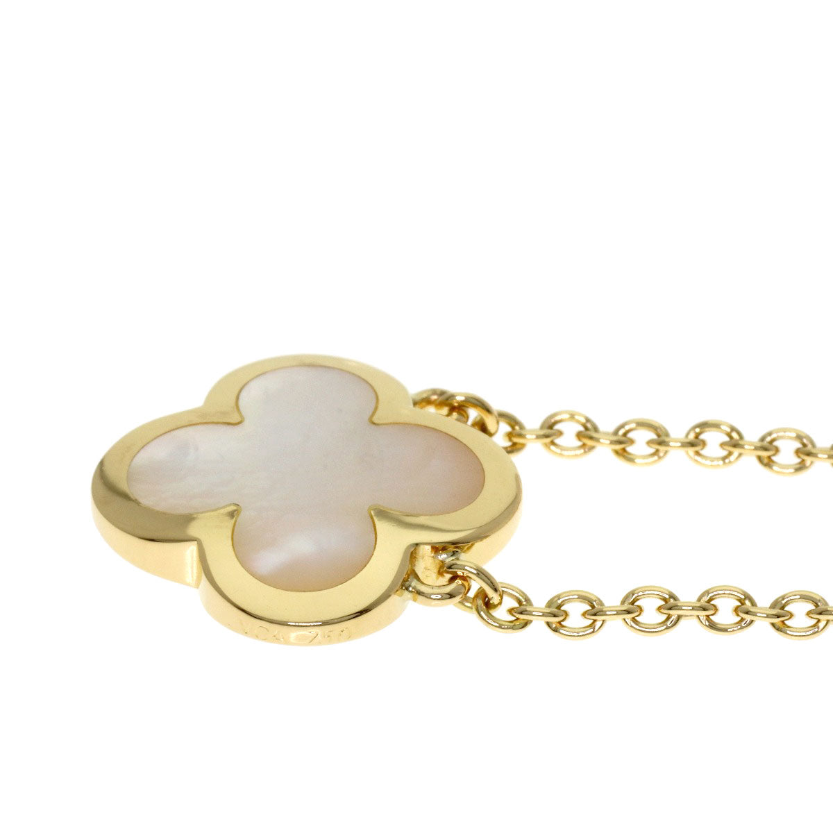 Van Cleef & Arpels Pure Alhambra White Shell Necklace K18 Yellow Gold Ladies [Used]