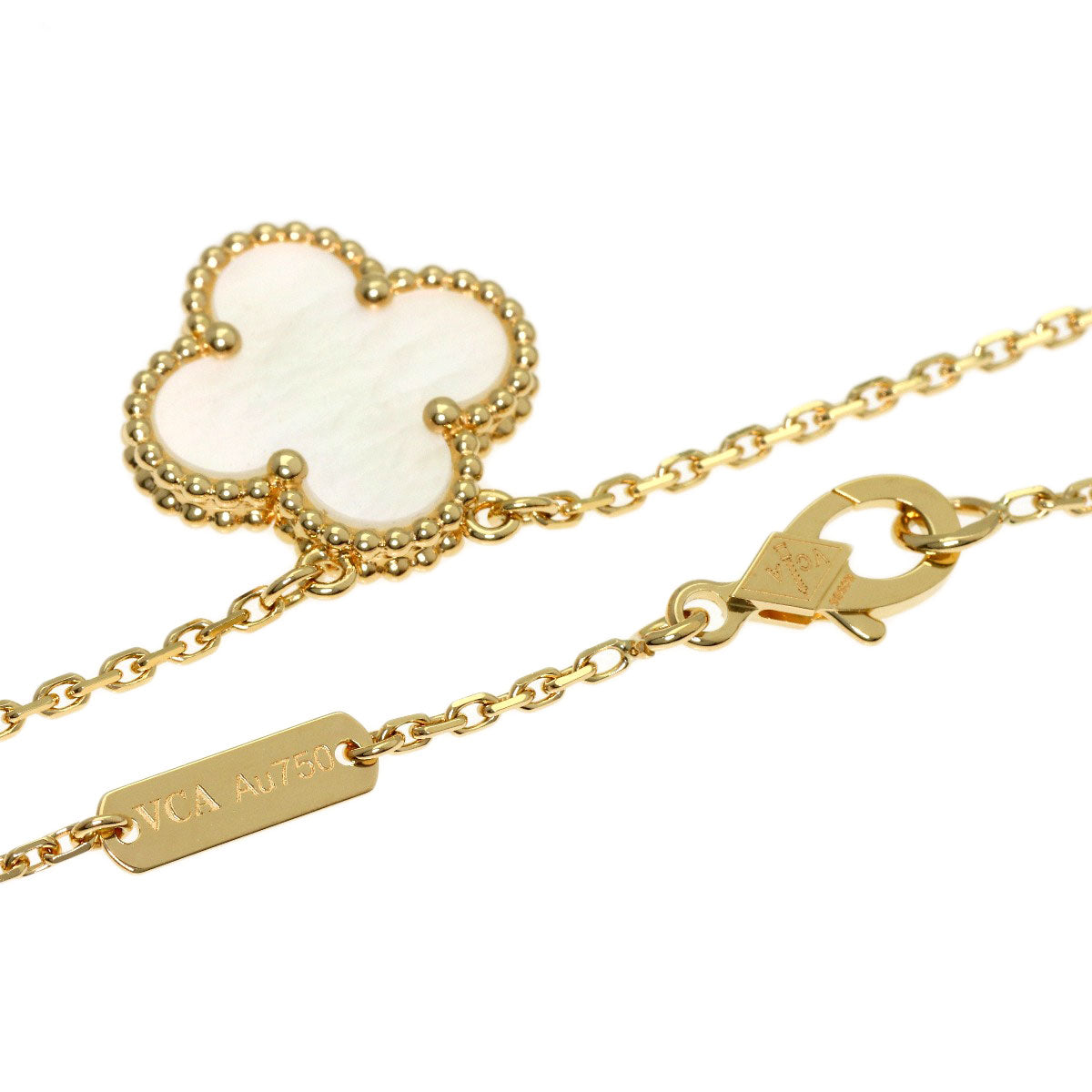 Van Cleef & Arpels Vintage Alhambra Shell Necklace K18 Yellow Gold Ladies [Used]