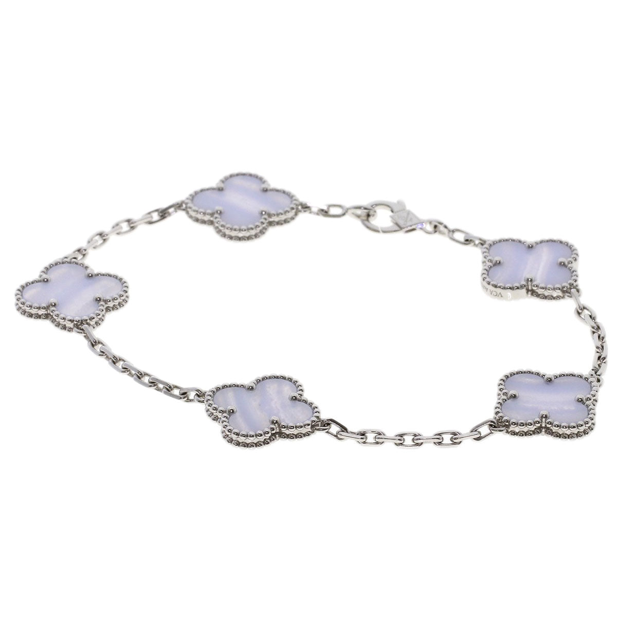 Van Cleef & Arpels Vintage Alhambra Chalcedony Bracelet K18 White Gold Ladies [Used]