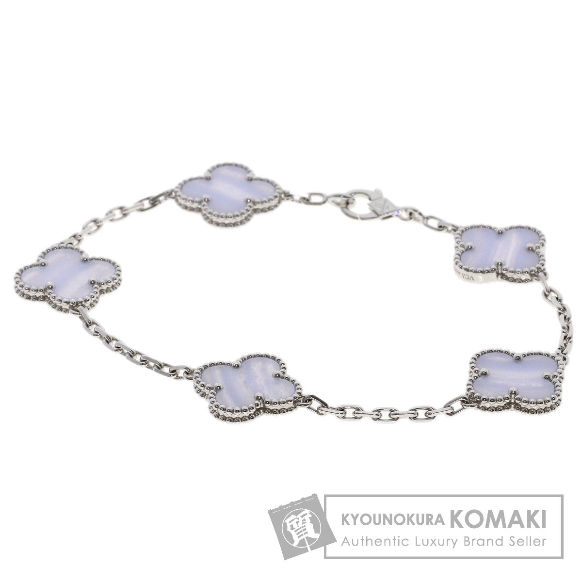 Van Cleef & Arpels Vintage Alhambra Chalcedony Bracelet K18 White Gold Ladies [Used]