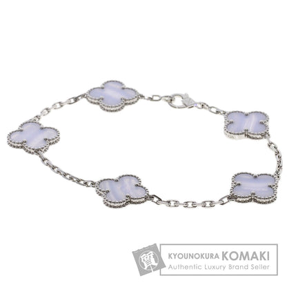 Van Cleef & Arpels Vintage Alhambra Chalcedony Bracelet K18 White Gold Ladies [Used]