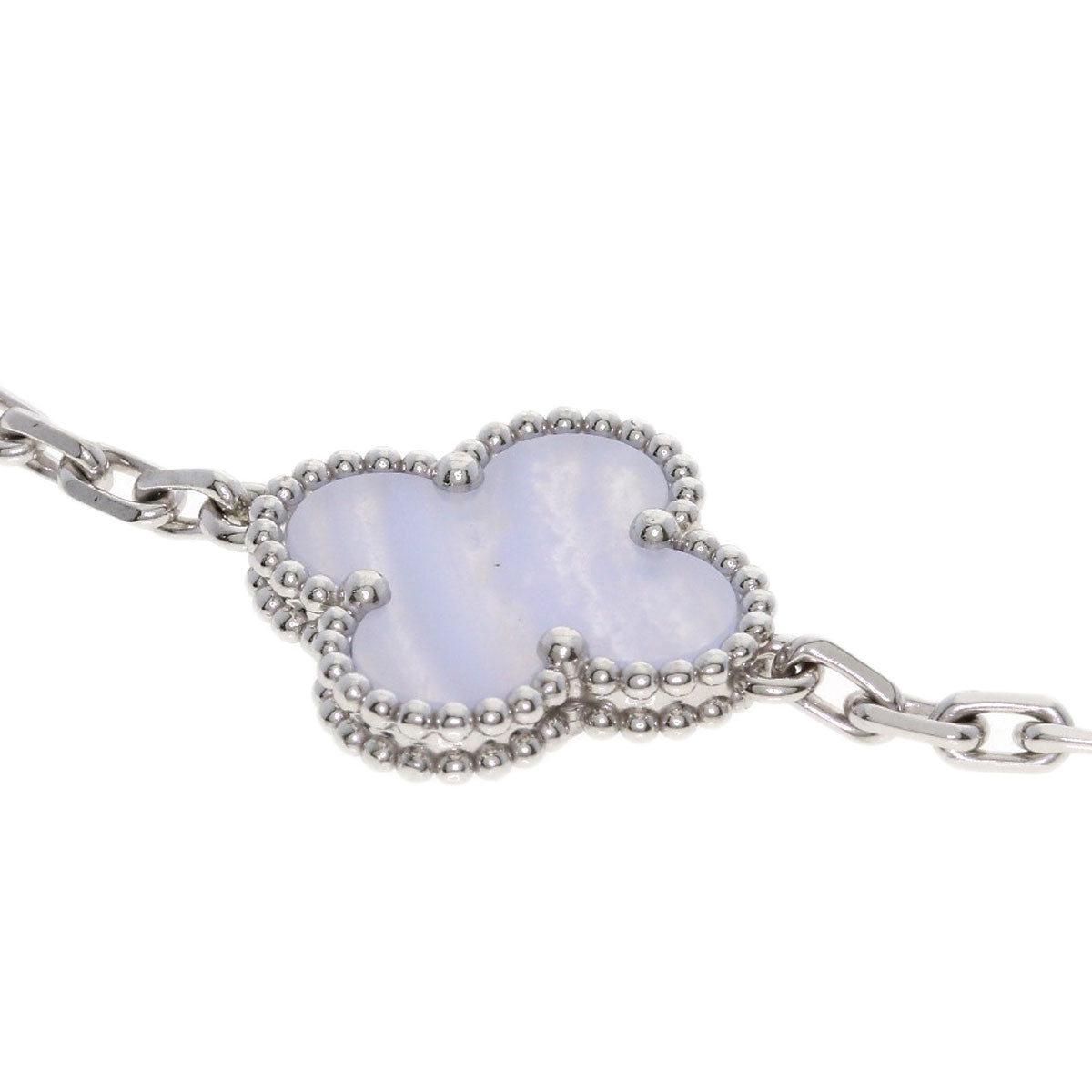 Van Cleef & Arpels Vintage Alhambra Chalcedony Bracelet K18 White Gold Ladies [Used]