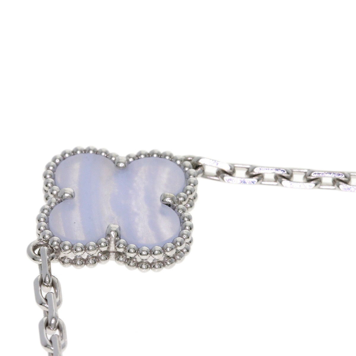 Van Cleef & Arpels Vintage Alhambra Chalcedony Bracelet K18 White Gold Ladies [Used]