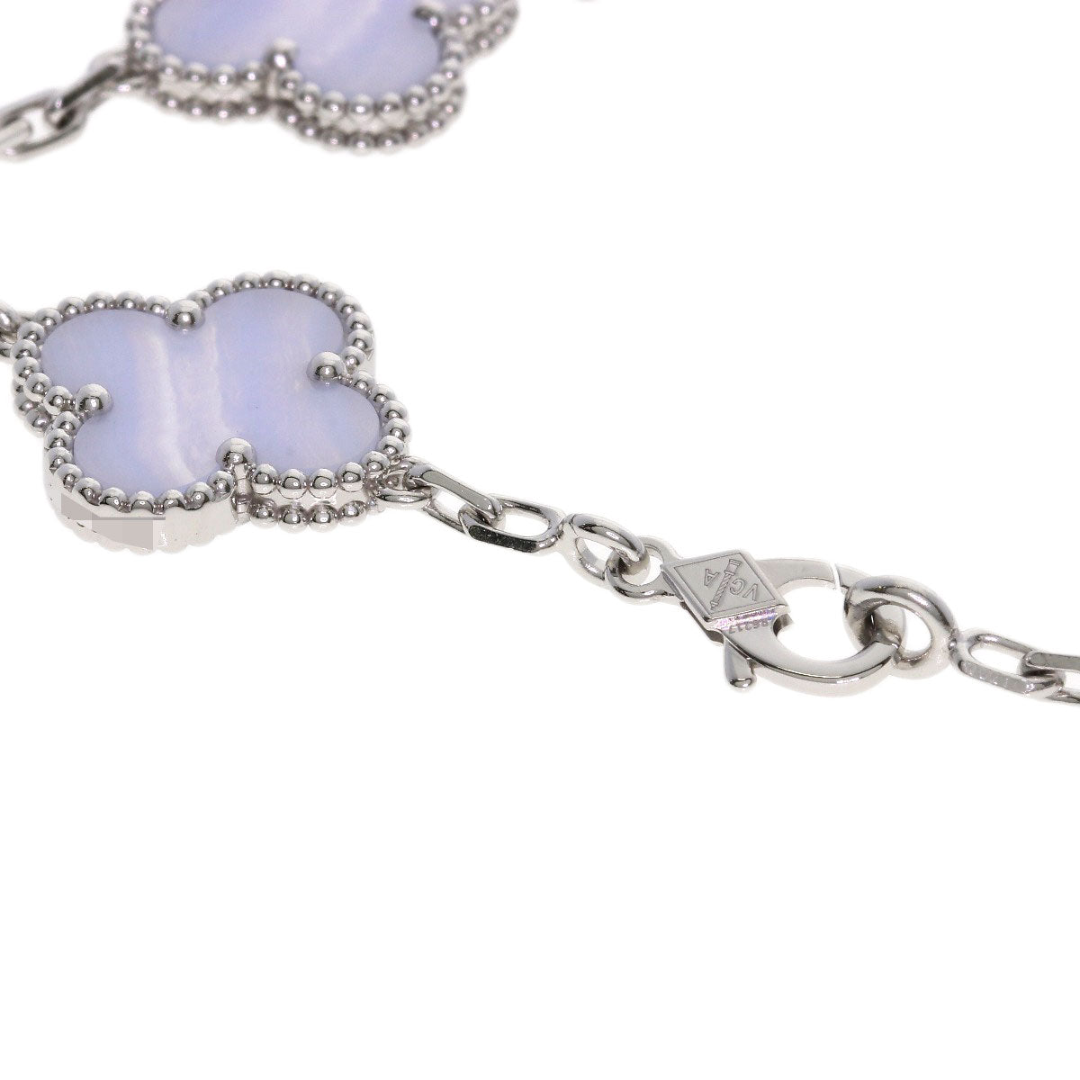 Van Cleef & Arpels Vintage Alhambra Chalcedony Bracelet K18 White Gold Ladies [Used]