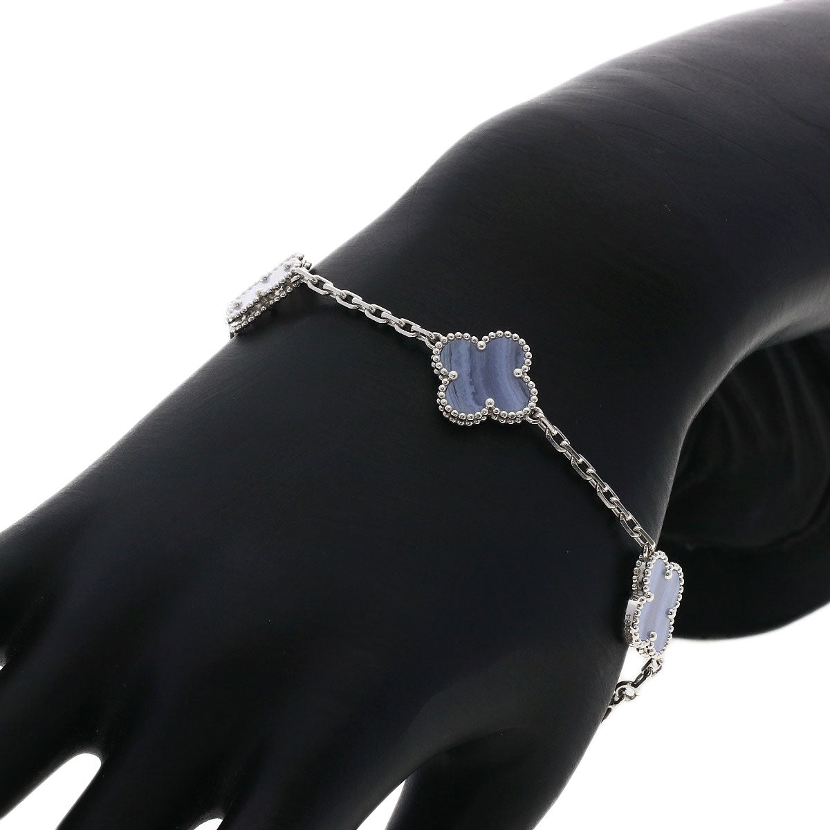 Van Cleef & Arpels Vintage Alhambra Chalcedony Bracelet K18 White Gold Ladies [Used]