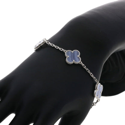 Van Cleef & Arpels Vintage Alhambra Chalcedony Bracelet K18 White Gold Ladies [Used]