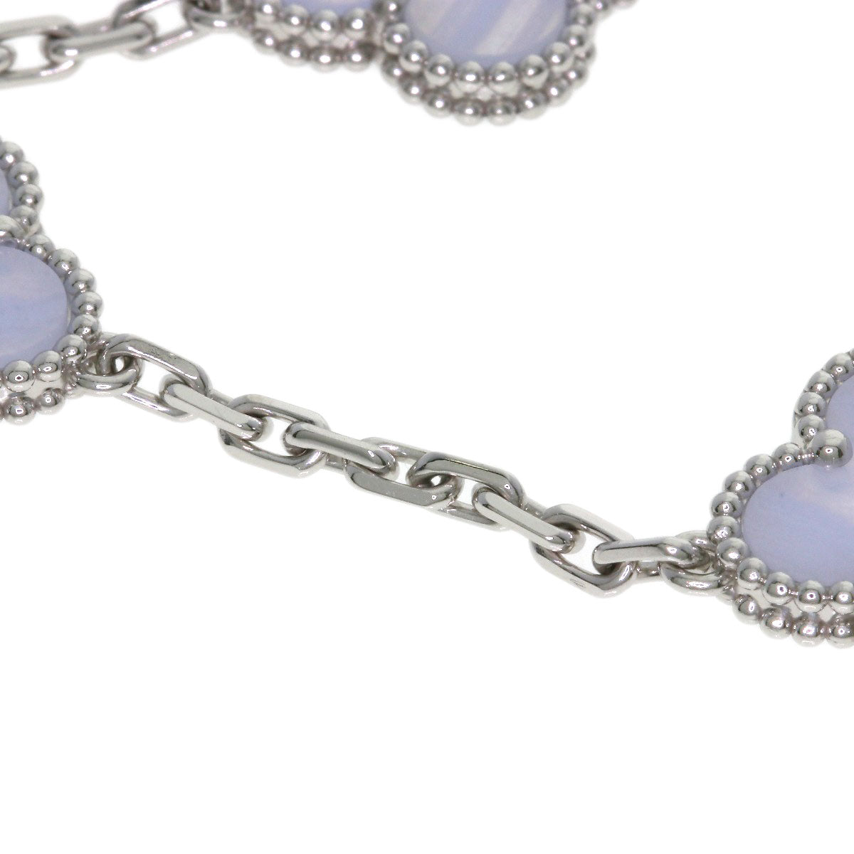 Van Cleef & Arpels Vintage Alhambra Chalcedony Bracelet K18 White Gold Ladies [Used]