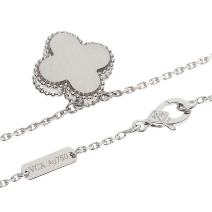 Van Cleef & Arpels Vintage Alhambra Diamond Guilloché Necklace K18 White Gold Ladies [Used]
