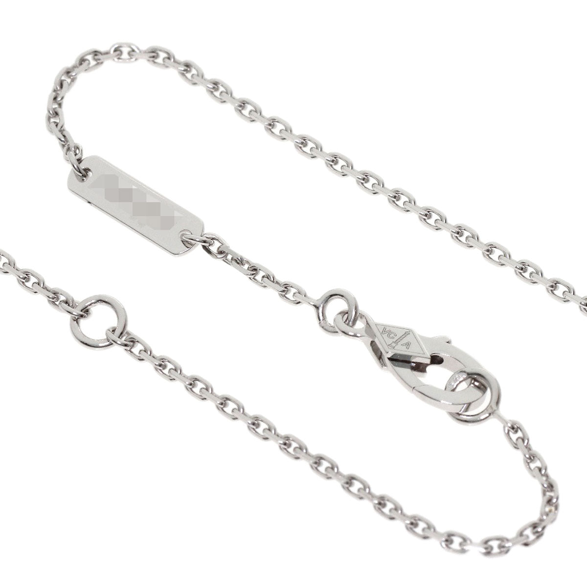 Van Cleef & Arpels Vintage Alhambra Diamond Guilloché Necklace K18 White Gold Ladies [Used]