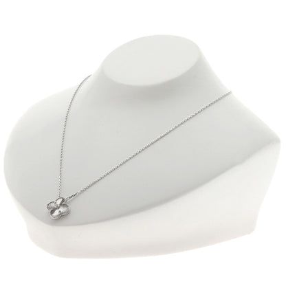 Van Cleef & Arpels Vintage Alhambra Diamond Guilloché Necklace K18 White Gold Ladies [Used]