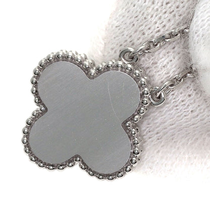 Van Cleef & Arpels Vintage Alhambra Diamond Guilloché Necklace K18 White Gold Ladies [Used]