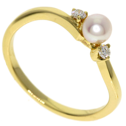 MIKIMOTO Baby Pearl Diamond Ring K18 Yellow Gold Ladies [Used]
