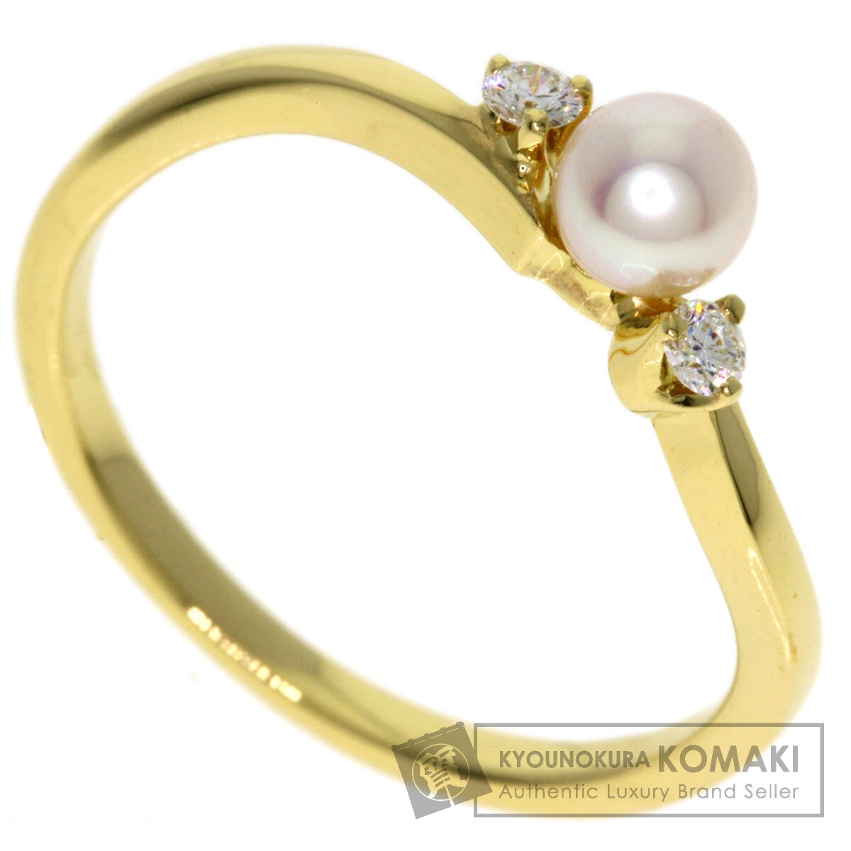 MIKIMOTO Baby Pearl Diamond Ring K18 Yellow Gold Ladies [Used]