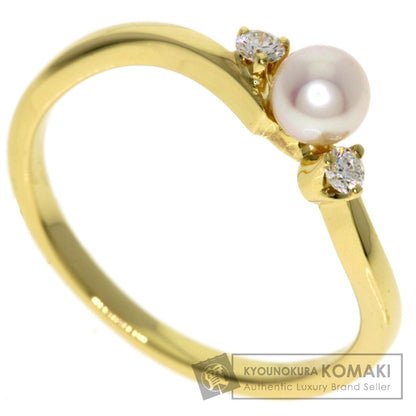 MIKIMOTO Baby Pearl Diamond Ring K18 Yellow Gold Ladies [Used]